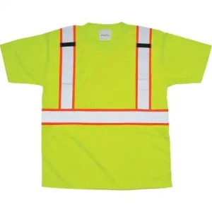 CSA Compliant T-Shirt, Polyester, Large, High Visibility Lime-Yellow